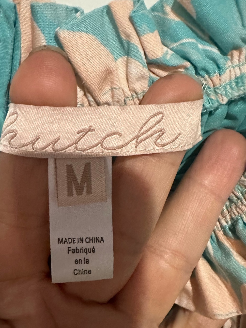 Anthropologie Hutch Smocked Blue Floral Wide Leg Jumpsuit Medium Cotton Pockets - Picture 7 of 7
